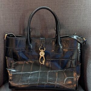 LIKE NEW - Dooney & Bourke Elegant Black Crocodile-Embossed Handbag